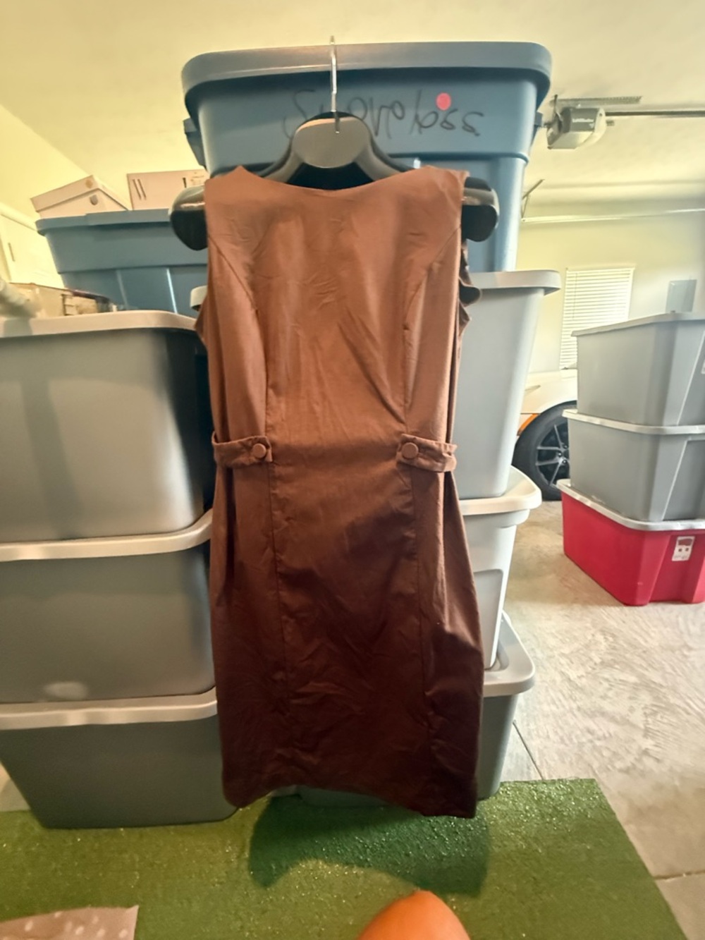 Classic Brown Sheath Dress - Sleeveless Waist Detail p12